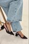 Jon Thick Heeled Women's Patent Leather Shoes Brown - 3