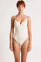 Women's Swimsuit One Piece V-Neck Textured Knitted Fabric Covered Without Underwire Strapless Sleeveless Regular Fit - 4