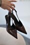 Masso Women's Thin Heeled Patent Leather Shoes Brown - 4