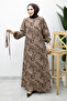 Crew Neck Shawl Patterned Dress Tsd260208 Brown - 6
