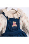 Bear Embroidered Baby Girl Double Romper Jumpsuit - 5