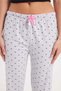 Women's Regular Fit Classic Cut Viscose Elastic Waist Bow Detail Printed Gray Pajama Bottoms - 5