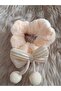Fluffy Bow and Pompom Detailed Furry Plush Bagel Buckle 1 Piece - 2
