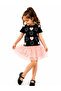 Girl's Black Salmon 2-Piece Heart Tulle Lined Skirt Top and Bottom Set - 4