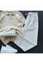 Nurse Collar Ribbed Knitwear T-Shirt + Ribbed Trousers 2-Piece Combination - 3