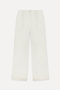 Women's Off-White Wide Leg Linen Trousers - 4