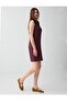 Burgundy Polo Collar Sleeveless Jacquard Dress - 4