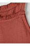 Red Square Collar Ruffled Girls' Blouse - 2