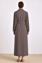 Shirt Collar Sleeves Pleated Detailed Lined Overcoat Mink 6864 - 5
