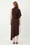 Brown High Collar Asymmetrical Cut Long Tunic 261659 - 3