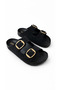 Women's Gold Double Buckle Anatomical Comfortable Stylish Soft Sole Slippers