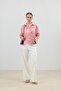 Pink Double-Breasted Striped Women's Shirt - 2