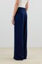 Navy Blue Double Pleated Side Zipper Women's Trousers - 6