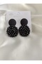 أقراط مطرزة باللون الأسود - 3