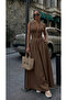 Brown Half-Zip Waist-Slit Dress - 2025187
