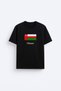 Uman Flag Printed 100% Cotton Fabric Black T-Shirt T-Shirt