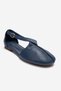 Fable Navy Blue Genuine Leather Women's Ballerina Shoes with Open Sides - 3