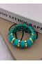 Turquoise Marble Patterned, Gold Detailed, Natural Stone Look, Elastic Bracelet - 3
