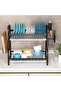 2-Tier Compact Rust-Proof Kitchen Dish Drying Rack with Drainboard Set - 5