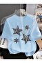 Women's Star Print Crew Neck Basic T-Shirt