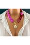 Crimson Bloom Design Necklace,Burgundy and Pink Color Necklace,Strong Necklace,Trend Jewelry,Summer Necklace,Trendy Necklace - 4