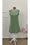 Women's Strappy V-Neck Mini Green Dress - 4