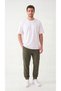 Men's Khaki Elastic Cuffed Parachute Pants with Zippered Back Pockets