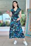 Double-Breasted Collar Skirt Pleated Viscose Dress 6Y230 - 3