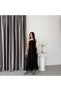 Black Shoulder-Tie Stoned Chiffon Dress - 2