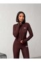 Women's 3-Piece Sports Set - with Bandana Gift - Zip-Up Crop Jacket, Bustier, and High-Waist Tummy Control Leggings Set
