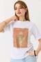 Women's Palm Tree Shiny Printed Tshirt White - 2