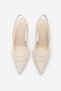 Women's Stiletto Pointed Toe Open Back Strap Hand Knitted Classic Heeled Shoes Verina Ecru - 6