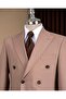 Slim Fit Men's Pointed Collar Double-Breasted Jacket Pants Suit Mink T20139-26 - 2