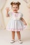 Baby Girl Birthday Party Wedding Dress Short Sleeve Robe Embroidered Lace Lined - 2