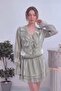 Women's Front Tie Ruffled Layered Skirt Mini Evening Dress Mink, Powder, Green - 6