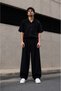 Oversize Men's Trousers Black Wide Leg Elastic Waist Lace-Up Comfortable Fit Loose Street Style - 4