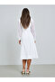White Blazer Midi Dress with Long Sleeves - 4