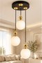 Lorenza 3Rd Pendant Lamp ✨ Braided Cable ✨   Black ✨   Gold Detailled ✨   White Glop Glass Modern Living Room Chandelier ✨   Kitchen Glass Chandelier ✨   Modern Chandelier Models Lighting Ceiling Lighting Living Room Pendant Lamp - 4