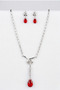 Silver Metal Crystal Drop Stone Necklace Earring Set - 3