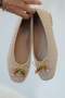 Elar Bowknot Bead Detail Braided Leather Ballerinas Ecru - 4