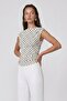 Polka Dot Patterned Boat Neck Sleeveless Blouse - 4