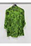 Women's Green Italian Ethnic Shawl Pattern Dominant Collar Folded Fakir Sleeve Blouse 40 - 44 Size - 3