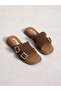 Torvina Brown Buckle Detailed Women's Slippers - 2