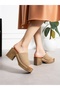 Gi̇gi̇ Cream Heeled Women's Slippers - 4