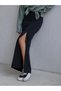 Women's Black Slit Long Skirt High Waist Pencil Skirt Stretchy Fabric Maxi Length Stylish Suitable for Daily and Event Combinations Body-Fitting Modern Women's Skirt - 5