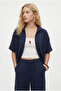 Women's Hudson 100% Cotton Muslin Shirt Pants Navy Blue Bottom Top Set - 3