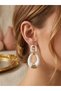White Colored Dangle Gold Earrings
