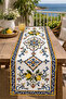 Mediterranean Tile Lemon Pattern Runner and Cushion Cover Set Digital Printed Decorative Home Textile - 3