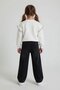 Ecru Floral Embroidered Ruffle Jean Pants Girls' Set 24557 - 5
