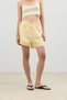 Yellow Modal Blend Striped Women's Shorts with Elastic Waist